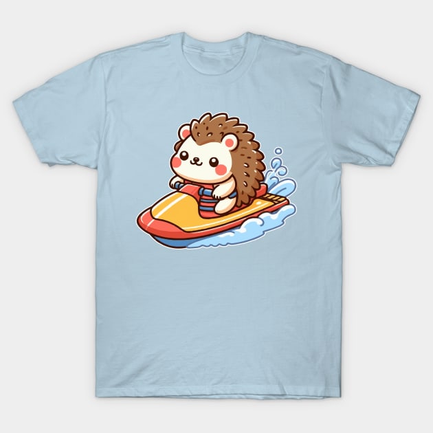 cute hedgehog jetskiing T-Shirt by fikriamrullah